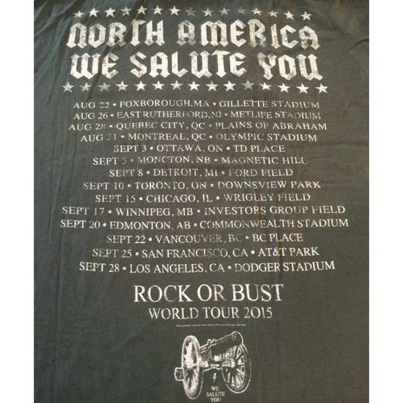 2015 Tour AC/DC North America We Salute You Gray T-shirt XXL 2X Concert Tee - Picture 3 of 5